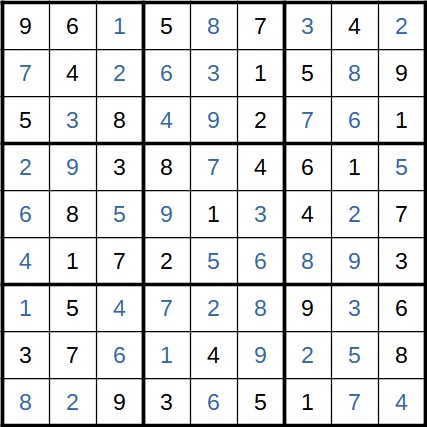 Solved Sudoku Grid